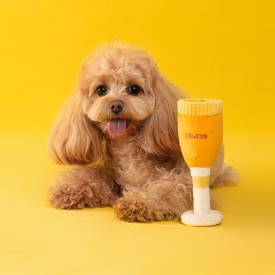Show full view: CHEWFFON Pawsecco Squeaky Dog Plush Toy, Yellow slide 5 of 5
