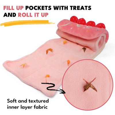 Show full view: CHEWFFON Strawberry Rollcake Valentine Snuffle Mat Enrichment Interactive Birthday Crinkle Dog Toy, Pink slide 4 of 7