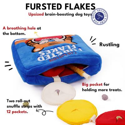 Show full view: CHEWFFON Fursted Flakes Interactive Enrichment Puzzle Crinkle Treat Dog Toy, Blue slide 2 of 7