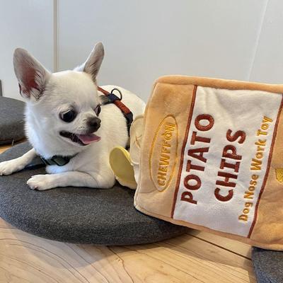 Show full view: CHEWFFON Potato Chips Interactive Enrichment Puzzle Crinkle Treat Dog Toy, Yellow slide 7 of 8