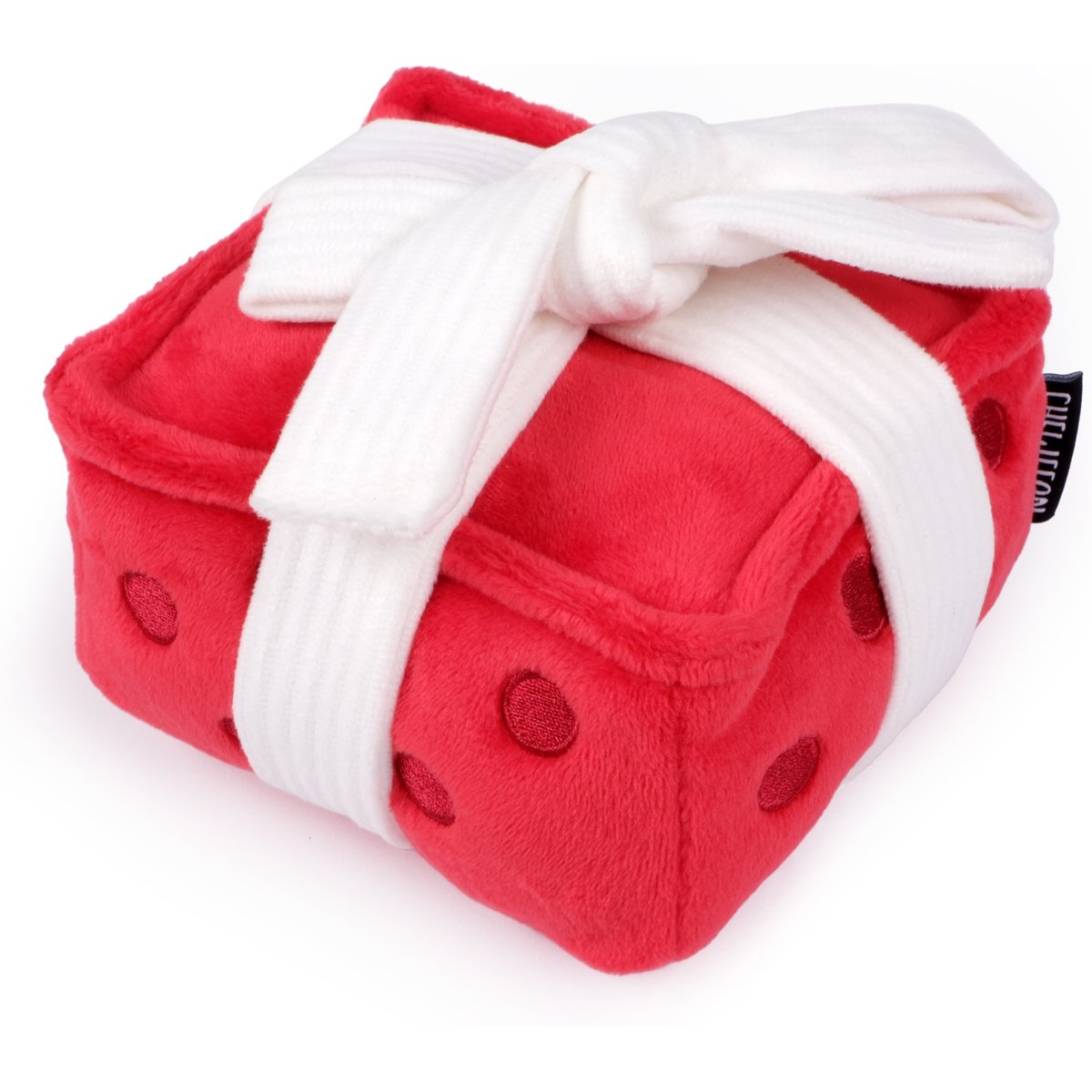 CHEWFFON Gift Box Enrichment Snuffle Squeaky Crinkle Dog Plush Toy, Red
