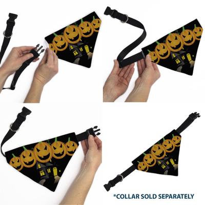 Show full view: Buckle-Down Jack O Lanterns Haunted House Slip-On Dog Bandana, Yellow slide 6 of 6