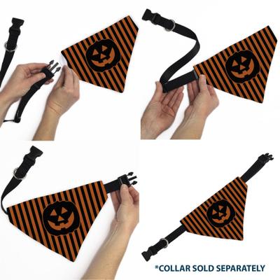 Show full view: Buckle-Down Jack O Lantern Pumpkin Stripe Slip-On Dog Bandana, Orange slide 6 of 6