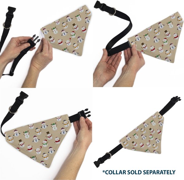 Show full view: Buckle-Down Holiday Snowman Poses Slip-On Dog Bandana, Tan slide 6 of 6