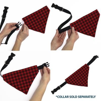 Show full view: Buckle-Down Christmas Holiday Pajama Plaid Slip-On Dog Bandana, Red/Black slide 6 of 6