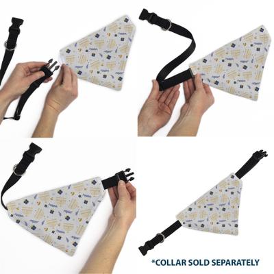 Show full view: Buckle-Down Holiday Hanukkah Menorah & Gifts Collage Slip-On Dog Bandana, White slide 6 of 6
