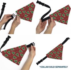 Buckle-Down Christmas Trees Stars Slip-On Dog Bandana, Red slide 2 of 6
