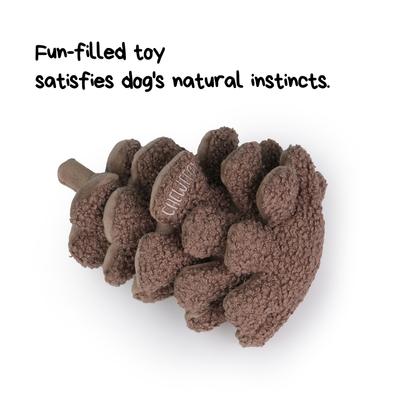 Show full view: CHEWFFON Pinecone Interactive Treat Dispensing Squeaky Plush Dog Toy, Brown slide 2 of 8
