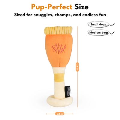 Show full view: CHEWFFON Pawsecco Squeaky Dog Plush Toy, Yellow slide 4 of 5