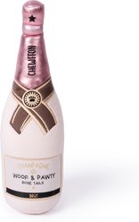 CHEWFFON Rose Champagne Valentine Birthday Gift Celebrate Plush Squeaky Dog Toy, Pink