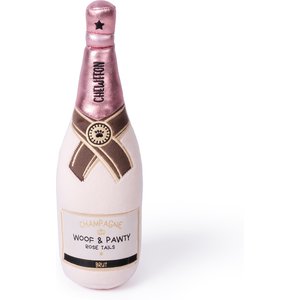 CHEWFFON Rose Champagne Valentine Birthday Gift Celebrate Plush Squeaky Dog Toy, Pink