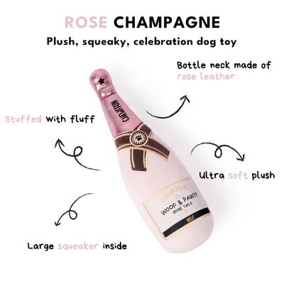 Show full view: CHEWFFON Rose Champagne Valentine Birthday Gift Celebrate Plush Squeaky Dog Toy, Pink slide 2 of 7