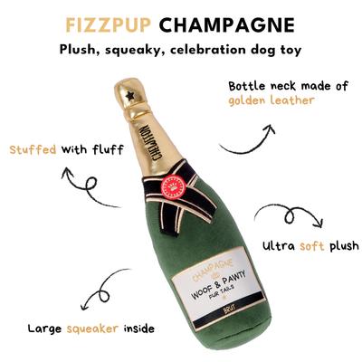 Show full view: CHEWFFON Champagne Birthday Gift Celebrate Plush Squeaky Dog Toy, Green slide 2 of 6