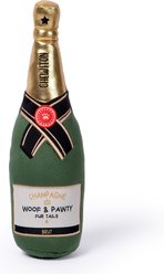 CHEWFFON Champagne Birthday Gift Celebrate Plush Squeaky Dog Toy, Green