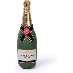 CHEWFFON Champagne Birthday Gift Celebrate Plush Squeaky Dog Toy, Green