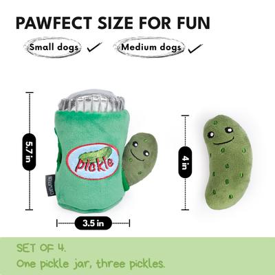 Show full view: CHEWFFON Pickle Set Hide & Seek Puzzle Crinkle Squeaky Dog Plush Toy, Green slide 4 of 7