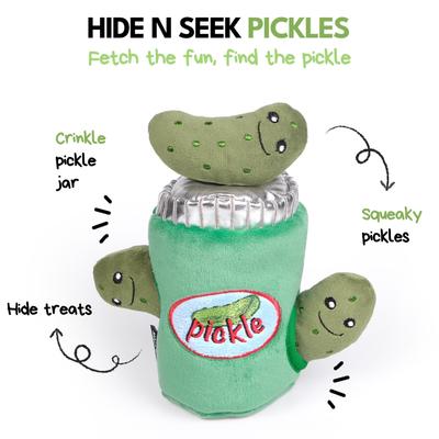 Show full view: CHEWFFON Pickle Set Hide & Seek Puzzle Crinkle Squeaky Dog Plush Toy, Green slide 2 of 7