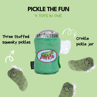 Show full view: CHEWFFON Pickle Set Hide & Seek Puzzle Crinkle Squeaky Dog Plush Toy, Green slide 3 of 7