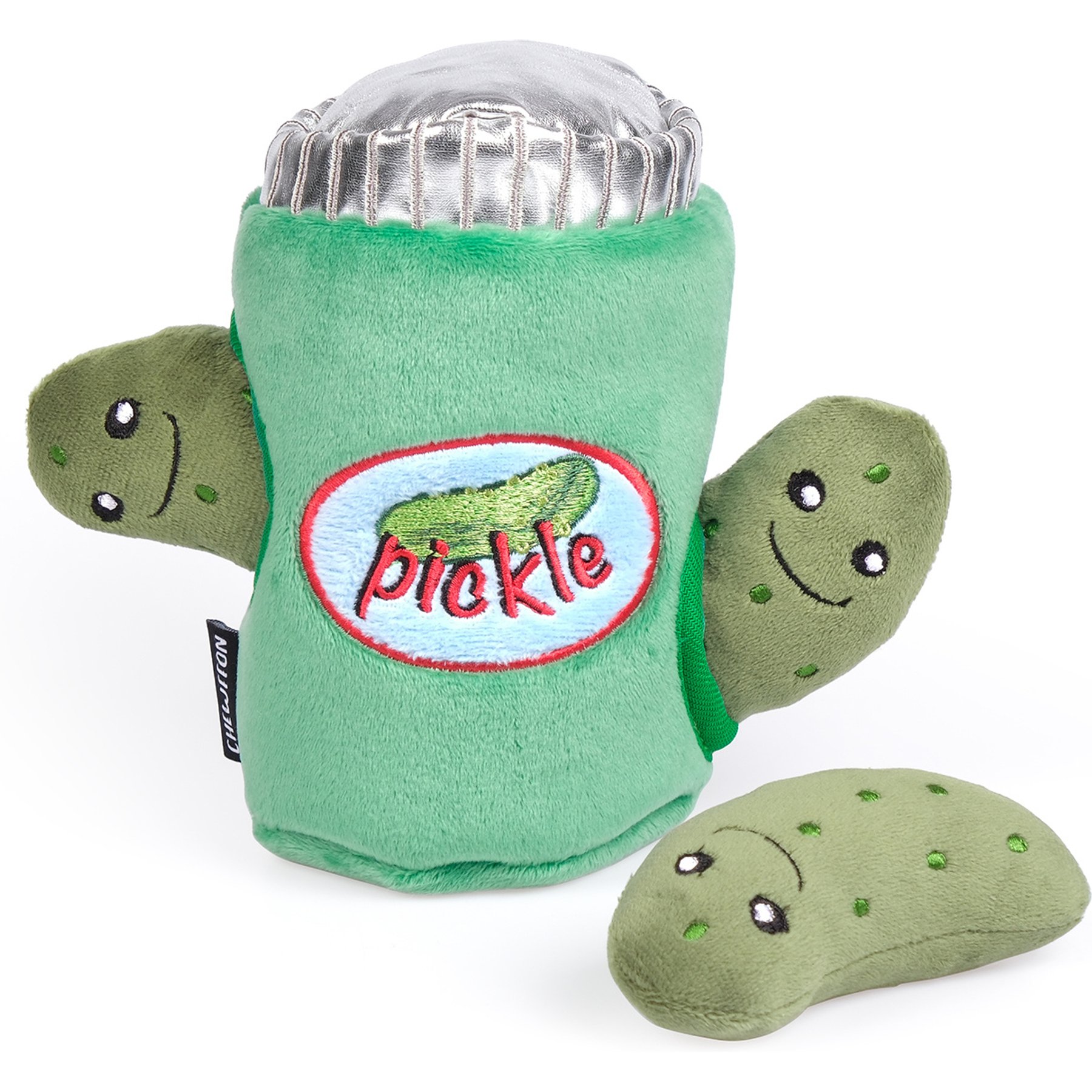CHEWFFON Pickle Set Hide & Seek Puzzle Crinkle Squeaky Dog Plush Toy, Green