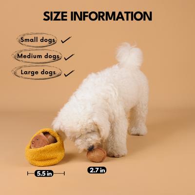 Show full view: CHEWFFON Chestnuts Set Interactive Hide & Seek Burrow Squeaky Crinkle Dog Toy, Yellow slide 4 of 9