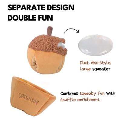 Show full view: CHEWFFON Acorn Enrichment Crinkle Hide & Seek Puzzle Dog Toy, Brown slide 4 of 9