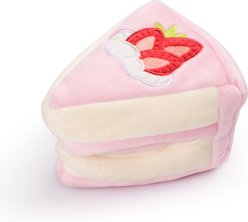 CHEWFFON Strawberry Cake Slice Valentine Enrichment Crinkle Puzzle Plush Dog Toy, Pink