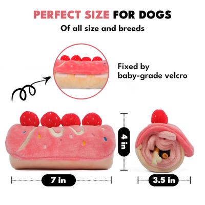 Show full view: CHEWFFON Strawberry Rollcake Valentine Snuffle Mat Enrichment Interactive Birthday Crinkle Dog Toy, Pink slide 5 of 7