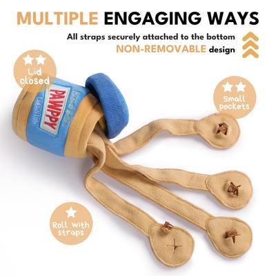 Show full view: CHEWFFON Peanut Butter Jar Interactive Enrichment Puzzle Crinkle Snuffle Dog Toy, Blue slide 4 of 9
