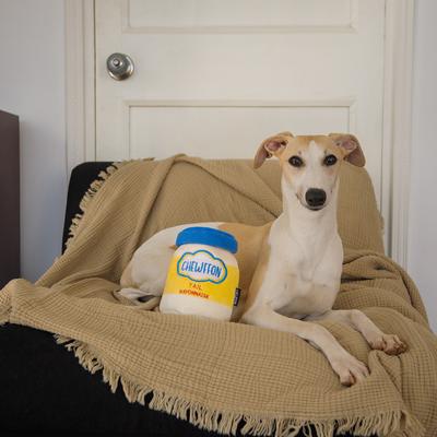 Show full view: CHEWFFON Mayonnaise Jar Puzzle Enrichment Crinkle Snuffle Dog Toy, Yellow slide 7 of 7