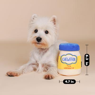 Show full view: CHEWFFON Mayonnaise Jar Puzzle Enrichment Crinkle Snuffle Dog Toy, Yellow slide 5 of 7