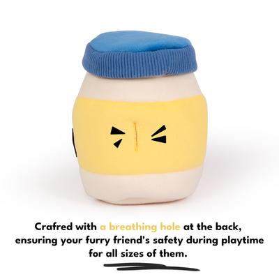 Show full view: CHEWFFON Mayonnaise Jar Puzzle Enrichment Crinkle Snuffle Dog Toy, Yellow slide 4 of 7