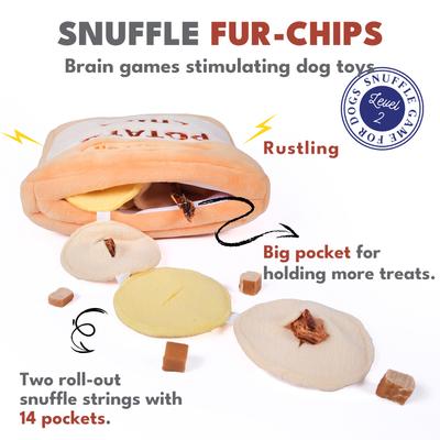 Show full view: CHEWFFON Potato Chips Interactive Enrichment Puzzle Crinkle Treat Dog Toy, Yellow slide 2 of 8