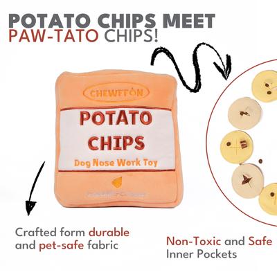 Show full view: CHEWFFON Potato Chips Interactive Enrichment Puzzle Crinkle Treat Dog Toy, Yellow slide 3 of 8