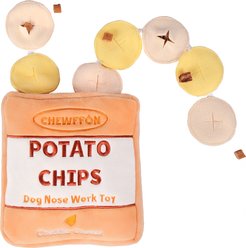CHEWFFON Potato Chips Interactive Enrichment Puzzle Crinkle Treat Dog Toy, Yellow