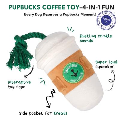 Show full view: CHEWFFON Coffee Cup Interactive Snuffle Squeaky Crinkle Dog Toy, White slide 2 of 5