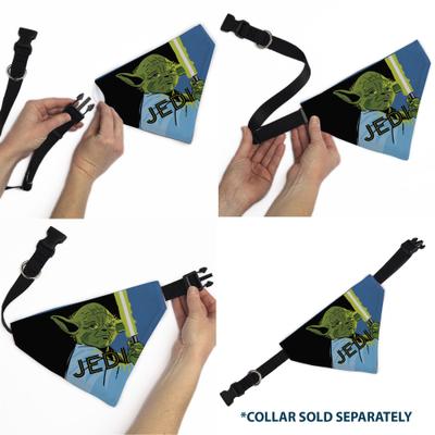 Show full view: Buckle-Down Star Wars Jedi Text & Yoda Lightsaber Pop Art Dog Bandana slide 6 of 6