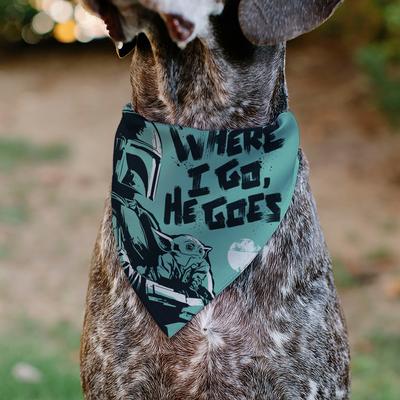 Show full view: Buckle-Down Star Wars Madalorian & Grogu Where He Goes I Go Pose Dog Bandana slide 4 of 6