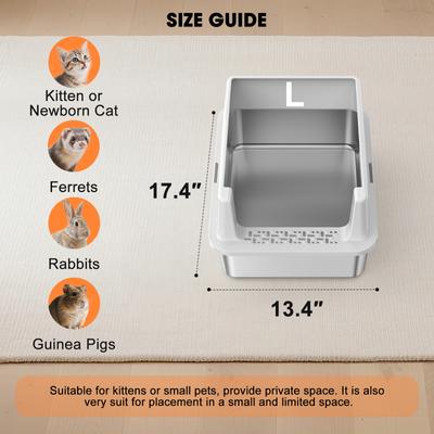 Show full view: JOEJOY Stainless Steel Cat Litter Box with Scoop, 16.14-in, Silver Gray slide 2 of 10