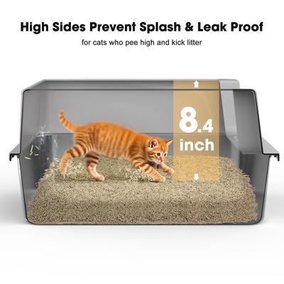 Show full view: JOEJOY Stainless Steel Cat Litter Box with Scoop, 16.14-in, Silver Gray slide 6 of 10