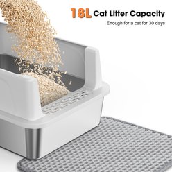 MIXJOY High-Sided Stainless Steel Cat Litter Box, Silver Grey slide 2 of 9
