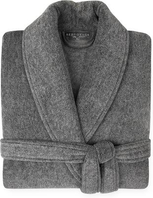 Show full view: BedVoyage Melange Viscose from Bamboo Cotton Bath Robe, Charcoal, Small/Medium slide 5 of 8
