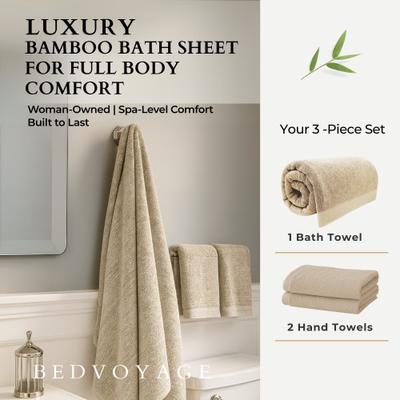 Show full view: BedVoyage Melange Viscose from Bamboo Bath Sheet Towel Set, Sand, 3 count slide 3 of 9
