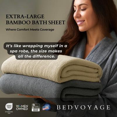 Show full view: BedVoyage Melange Viscose from Bamboo Cotton Bath Sheet Towel, Sand slide 7 of 10