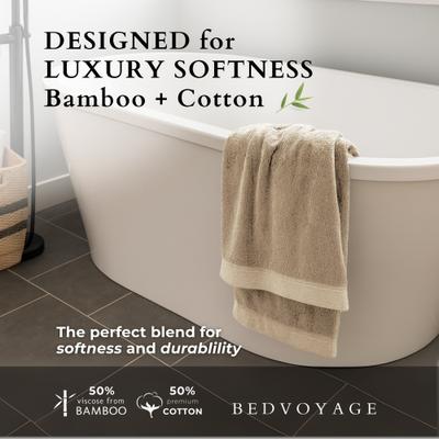 Show full view: BedVoyage Melange Viscose from Bamboo Cotton Bath Sheet Towel, Sand slide 6 of 10