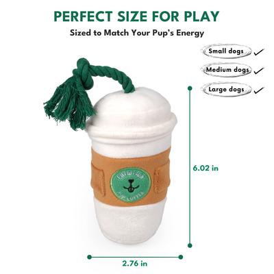 Show full view: CHEWFFON Coffee Cup Interactive Snuffle Squeaky Crinkle Dog Toy, White slide 4 of 5