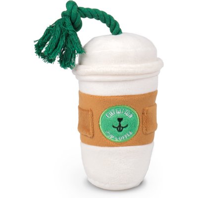 CHEWFFON CHEWFFON Coffee Cup Interactive Snuffle Squeaky Crinkle Dog Toy, White