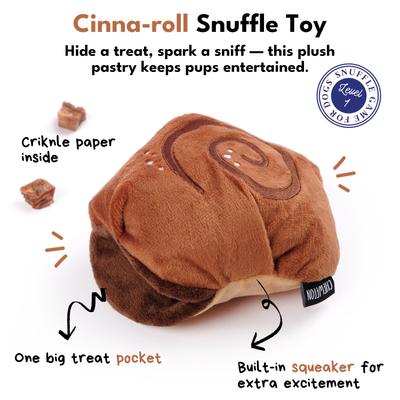 Show full view: CHEWFFON Cinnamon Roll Enrichment Snuffle Crinkle Dog Toy, Brown slide 2 of 6