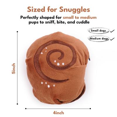 Show full view: CHEWFFON Cinnamon Roll Enrichment Snuffle Crinkle Dog Toy, Brown slide 3 of 6
