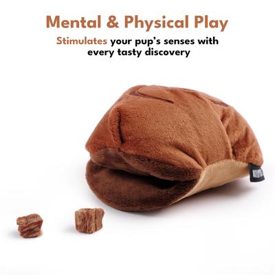 Show full view: CHEWFFON Cinnamon Roll Enrichment Snuffle Crinkle Dog Toy, Brown slide 4 of 6