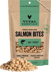 Vital Essentials Salmon Bites Grain-Free Freeze-Dried Raw Dog Treats, 5-oz bag